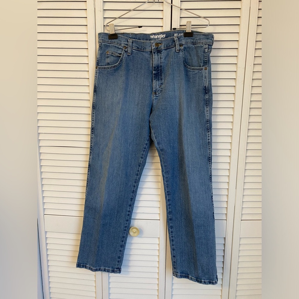 Wrangler Relaxed Fit Jeans Mens 36x30 Blue Wash Straight Denim Western